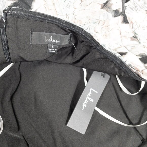 NWT Lulus Floral Metallic Strapless Evening Gown With Side Slit Wedding Guest L - Picture 11 of 12